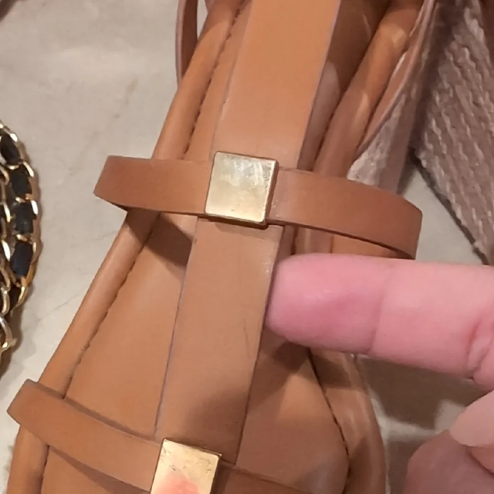 Women's Tan Wedge Sandals - Picture 2 of 6